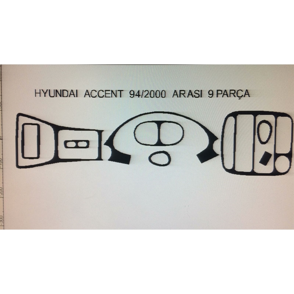 Hyundai Accent 1994 - 2000 Arası 9 Parça Torpido Kaplama