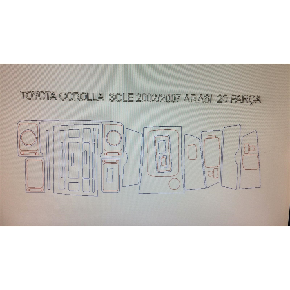 Toyota Corolla Sole 2002 - 2007 Arası 18 Parça Torpido Kaplama
