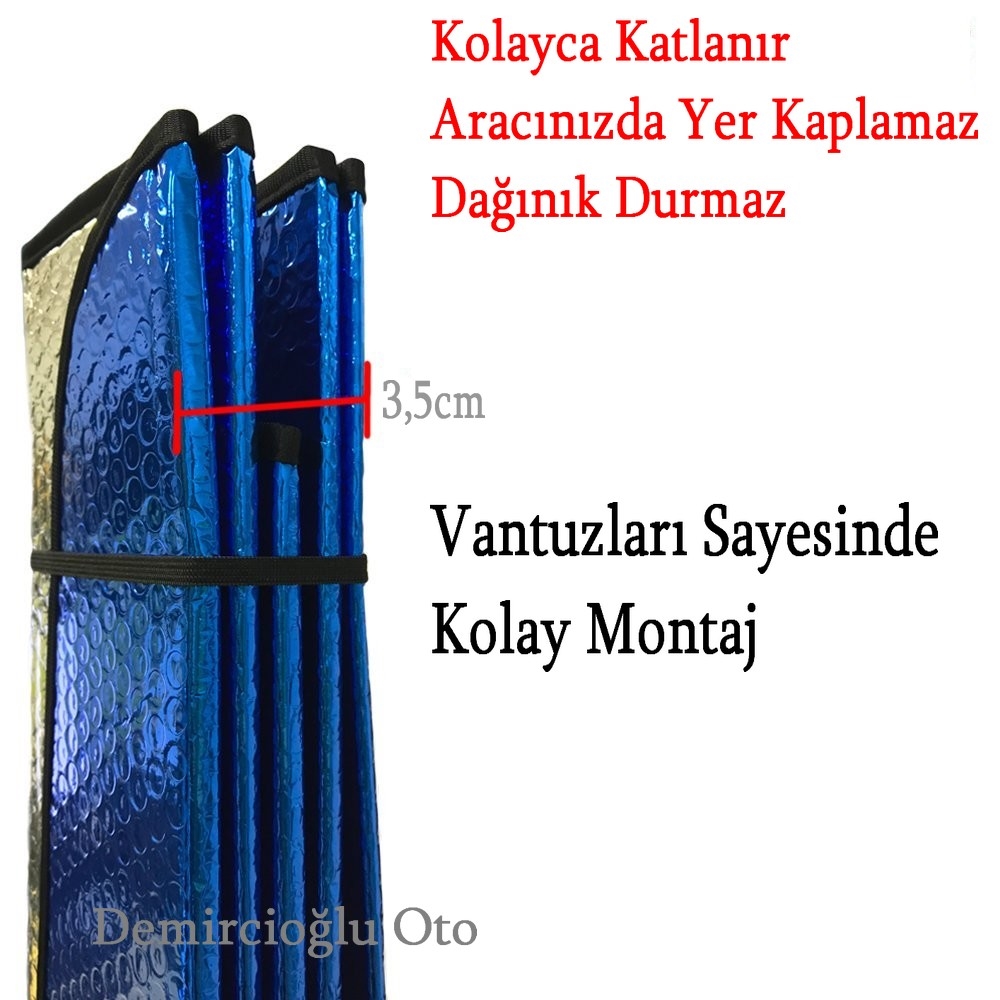 Ön Cam Güneşliği Mavi Metalize Vantuzlu 70x140cm