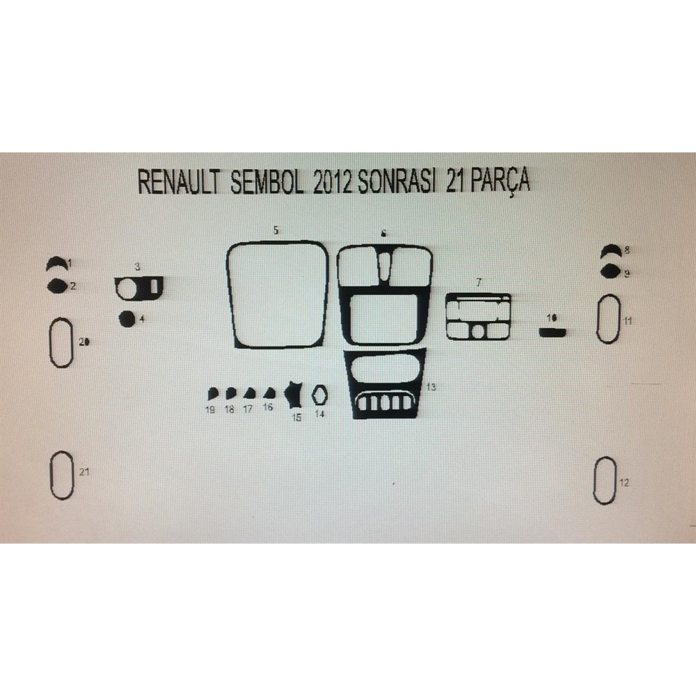 Renault Symbol Torpido Kaplama 2012 Sonrası 21 Parça 
