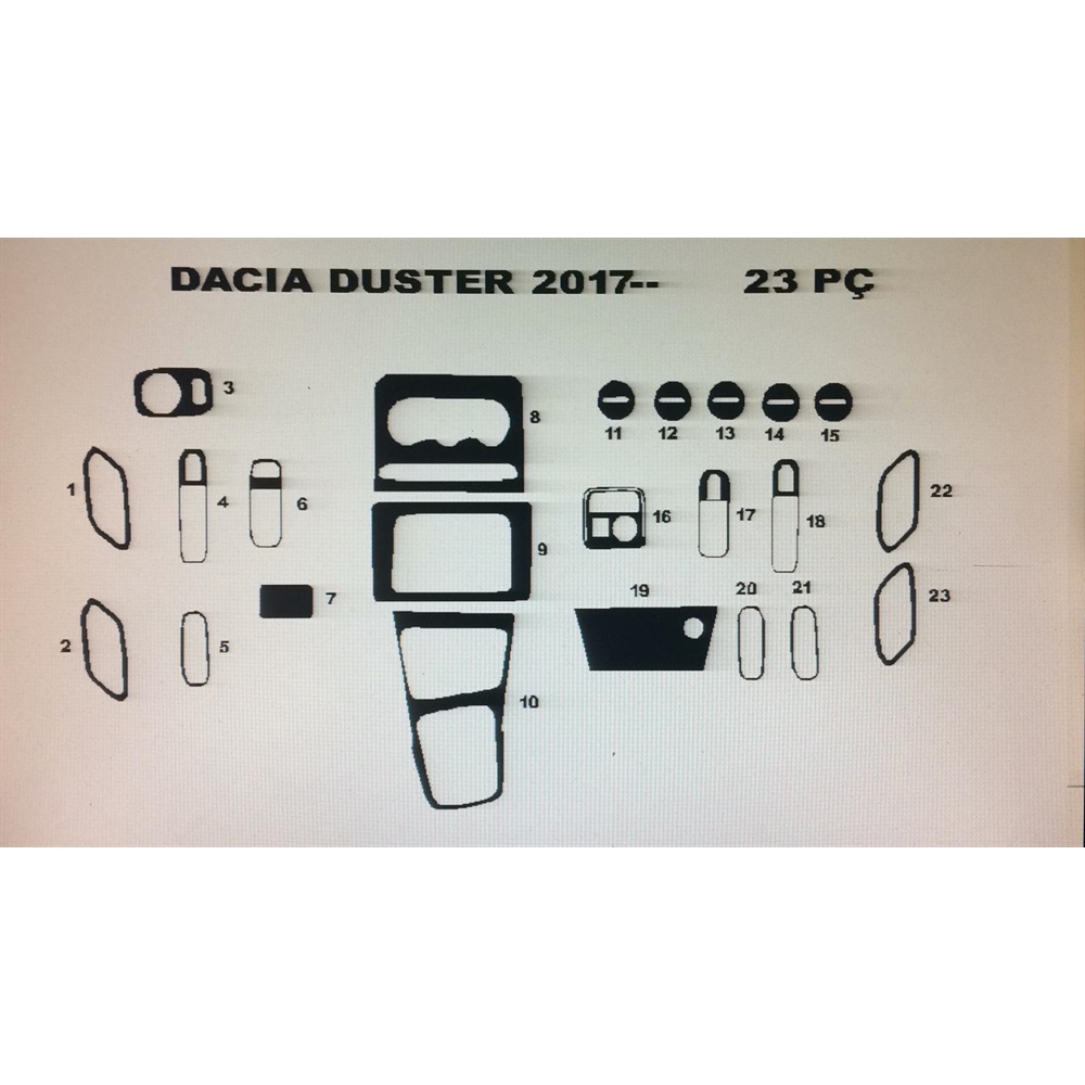 Dacia Duster 2017 Sonrası 23 Parça Torpido Kaplama