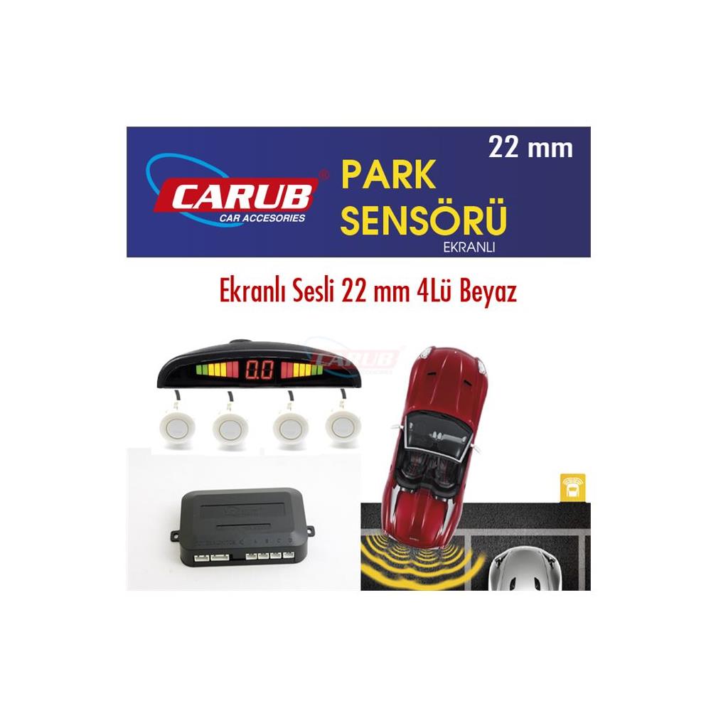Carub Park Sensörü Ekranlı-Sesli 22mm 4Lü Beyaz BR0015922