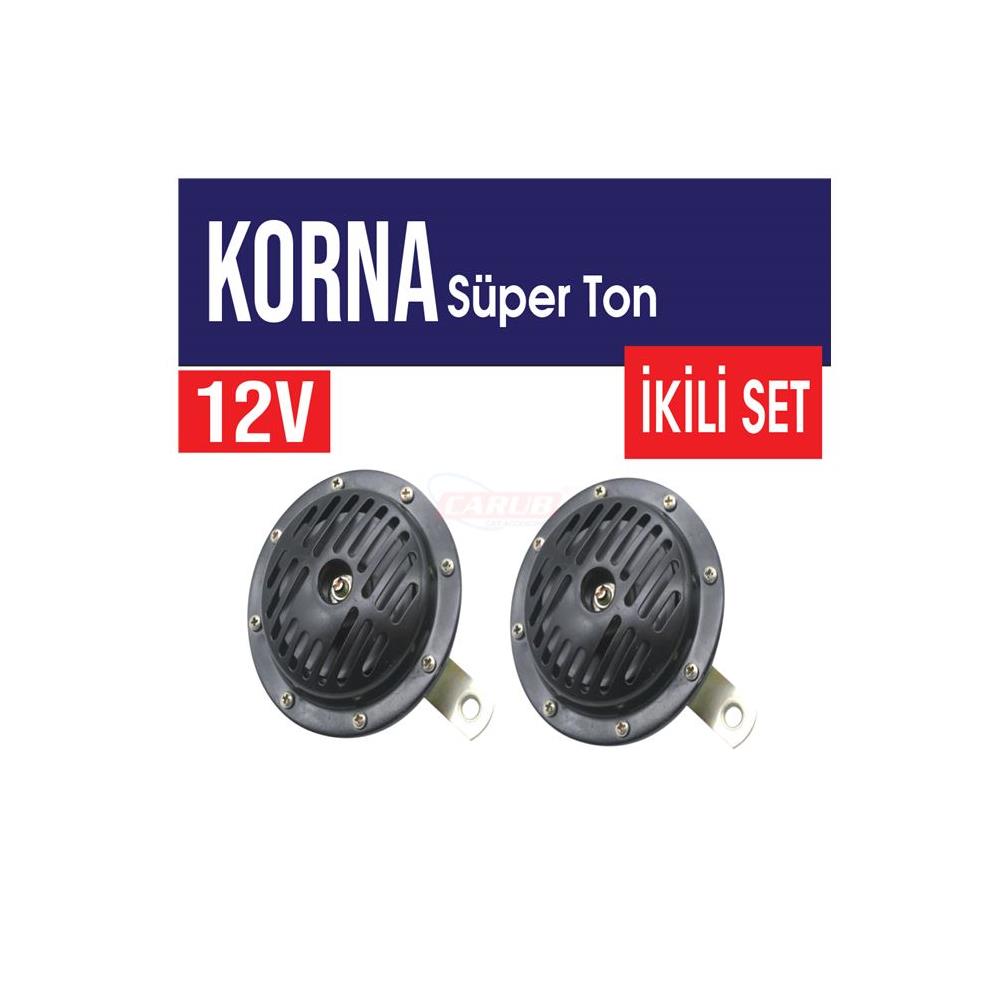 Carub Korna 12V Super Tone Kalın 130mm Siyah Set BR2751589