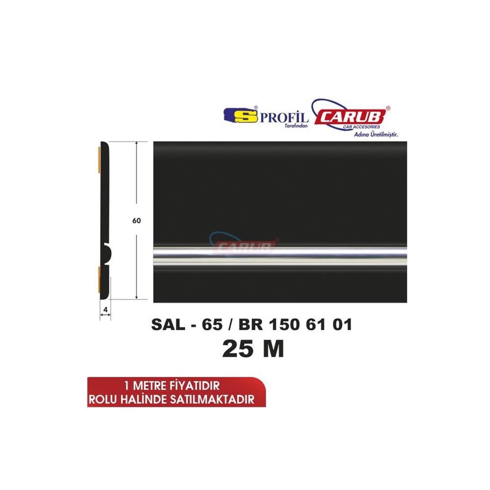 Çıta SAL 65 60mmx25M kt Siyah Şerit Krom BR1506101
