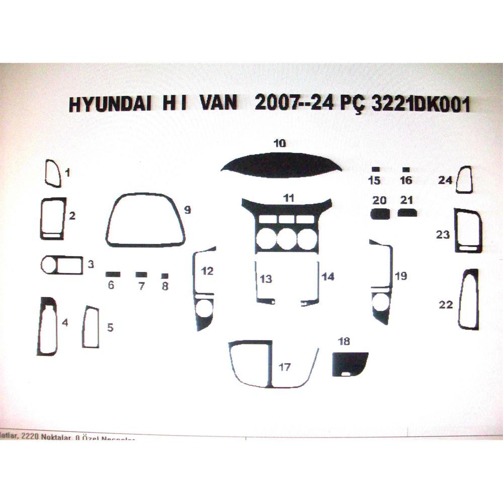 Hyundai Starex H-1 2008 Sonrası 24 Parça Torpido Kaplama